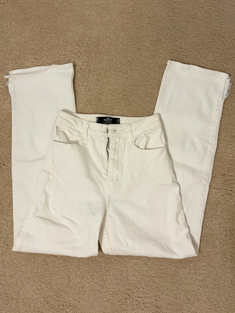 Hollister White Split Hem High Rise Jeans